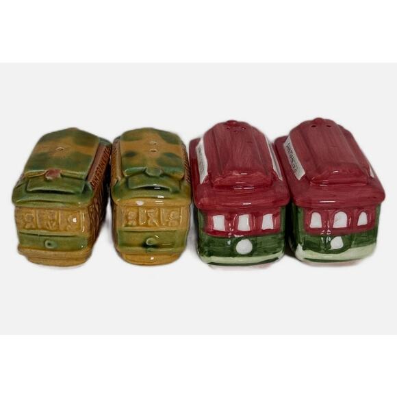 Lot 2 Vintage Ceramic Salt & Pepper Shakers San Francisco Cable Car Trolleys - Picture 6 of 10